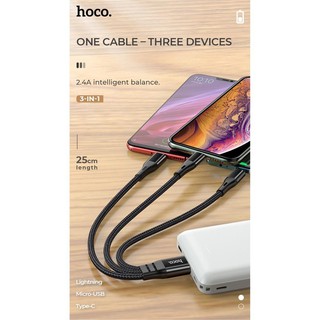 Cáp sạc ngắn 3 đầu Hoco X47