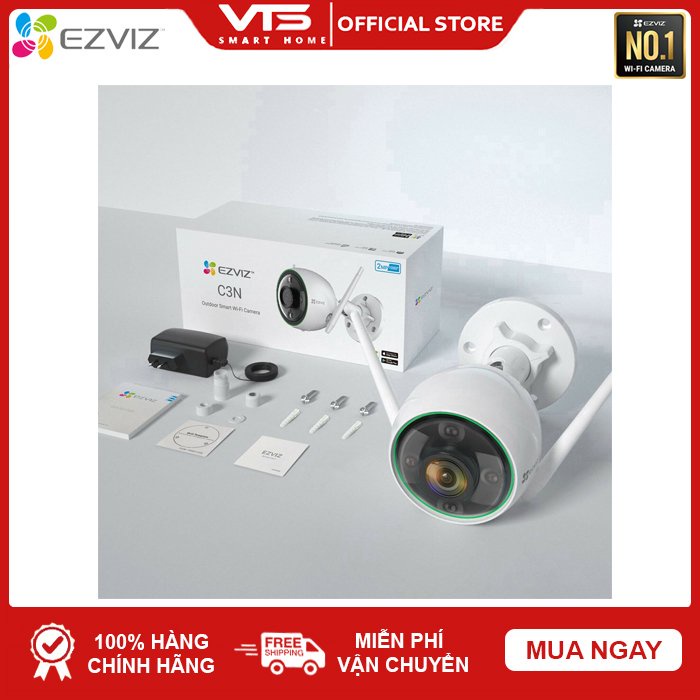 Camera WIFI EZVIZ CS-C3N 2.0MP, CS-C3N-A0-3H2WFRL 1080P ngoài trời - Tích hợp Micro Thu Âm -  Full color