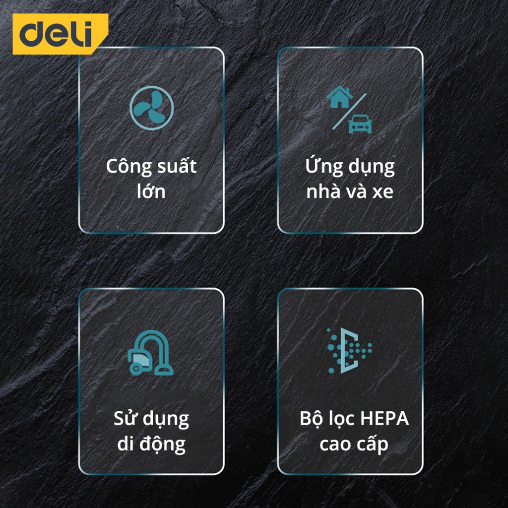 Máy Hút Bụi Cầm Tay Deli Chính Hãng Công Suất Cao - Nhỏ Gọn, TIện Lợi - Hút Bụi Ô Tô, Giường Sofa, Bàn Làm Việc Hiệu Quả