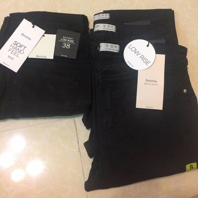 Quần cotton co giãn Bershka chuẩn Auth