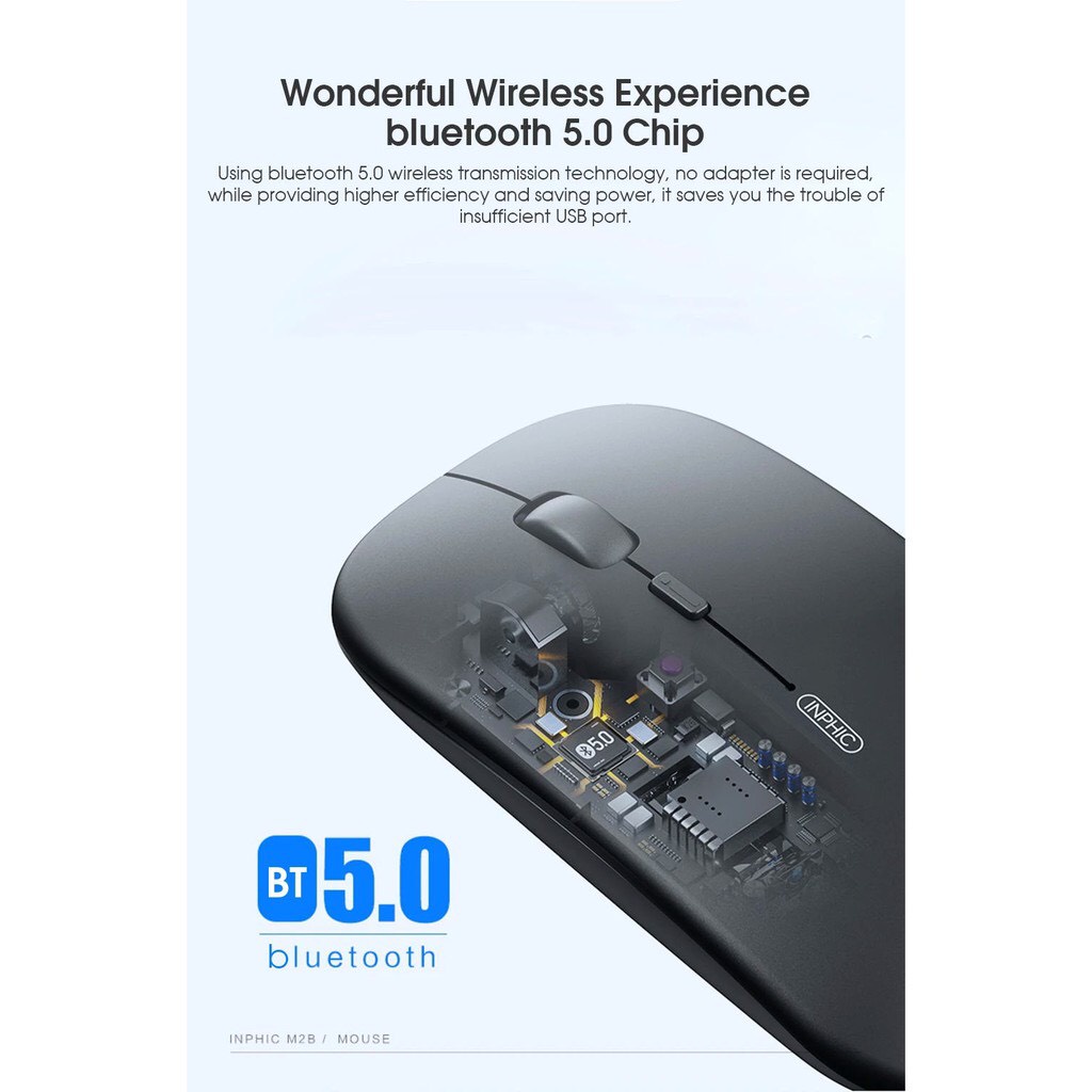 Chuột Không Dây Kết Nối Bluetooth 5.0 Inphic M2B Cho Máy Tính, Laptop, Macbook