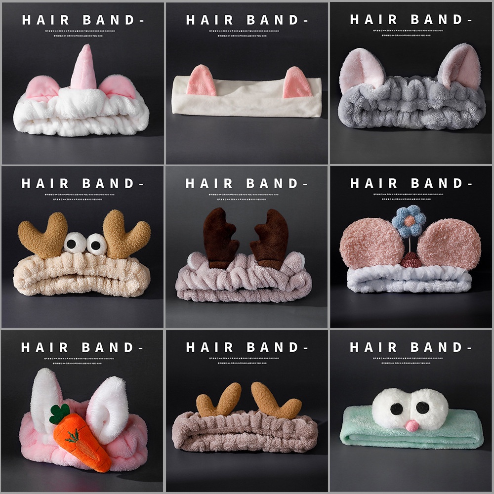 Băng đô cài tóc rửa mặt, trang điểm hình Kawaii Sanrio, nơ, cua, ngôi sao, sừng hươu dễ thương