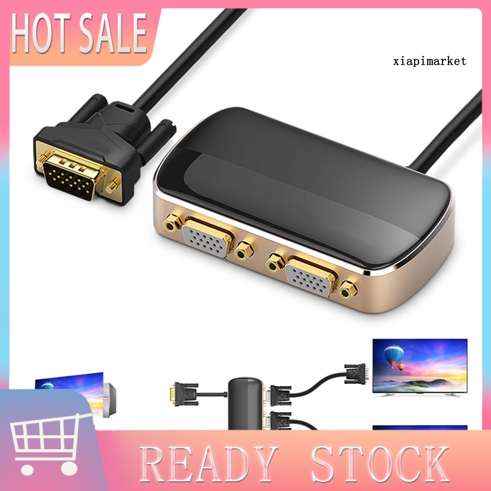 LOP_1 in 2 Out Male to Dual Female VGA Splitter Adapter for HDTV Projector Monitor