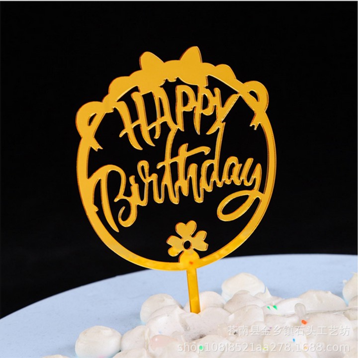 Topper meka Nơ tròn trang trí bánh sinh nhật, topper cake