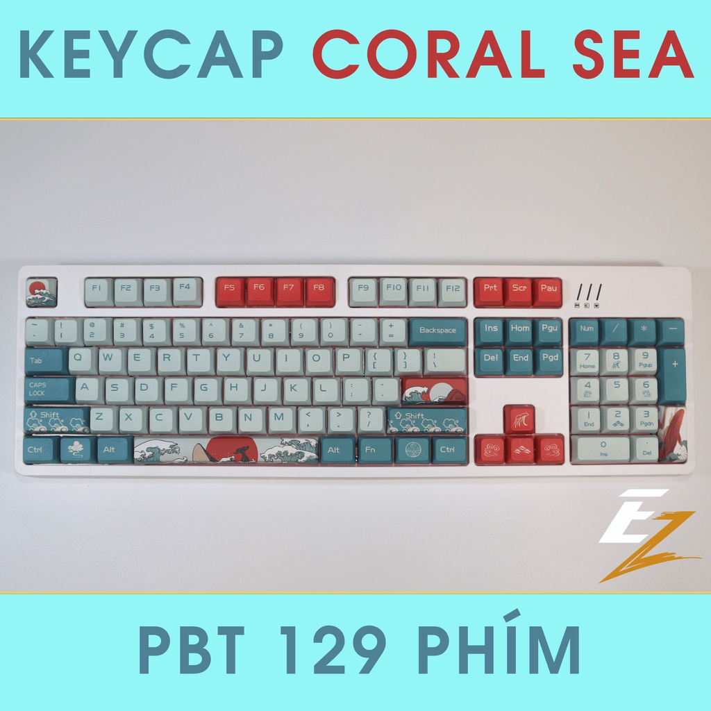 [Mã 254ELSALE giảm 7% đơn 300K] Keycap Cho Bàn Phím Cơ Coral Sea Thick PBT XDA Profile 129 Phím