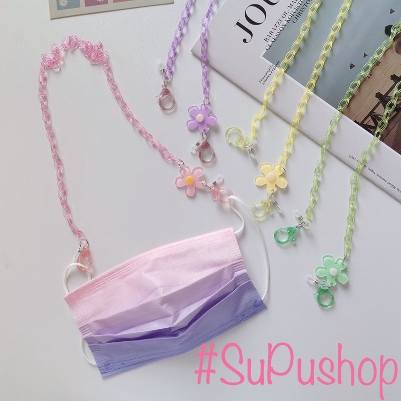 🌼🌸DÂY ĐEO KHẨU TRANG HOẶC MẮT KÍNH CHẤT NHỰA TRONG TAG HOA MÀU KẸO SIU CUTE🌼🌸