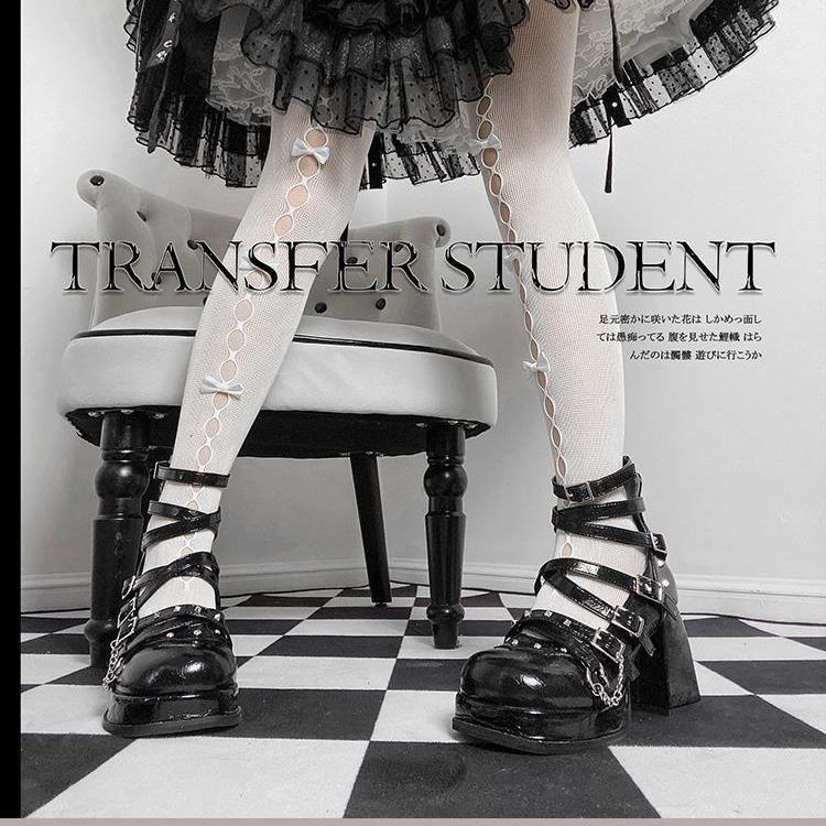 Giày Cao Gót Da Bóng Gót Dày Phong Cách Gothic Punk y2k Mary Jane Cao Cấp