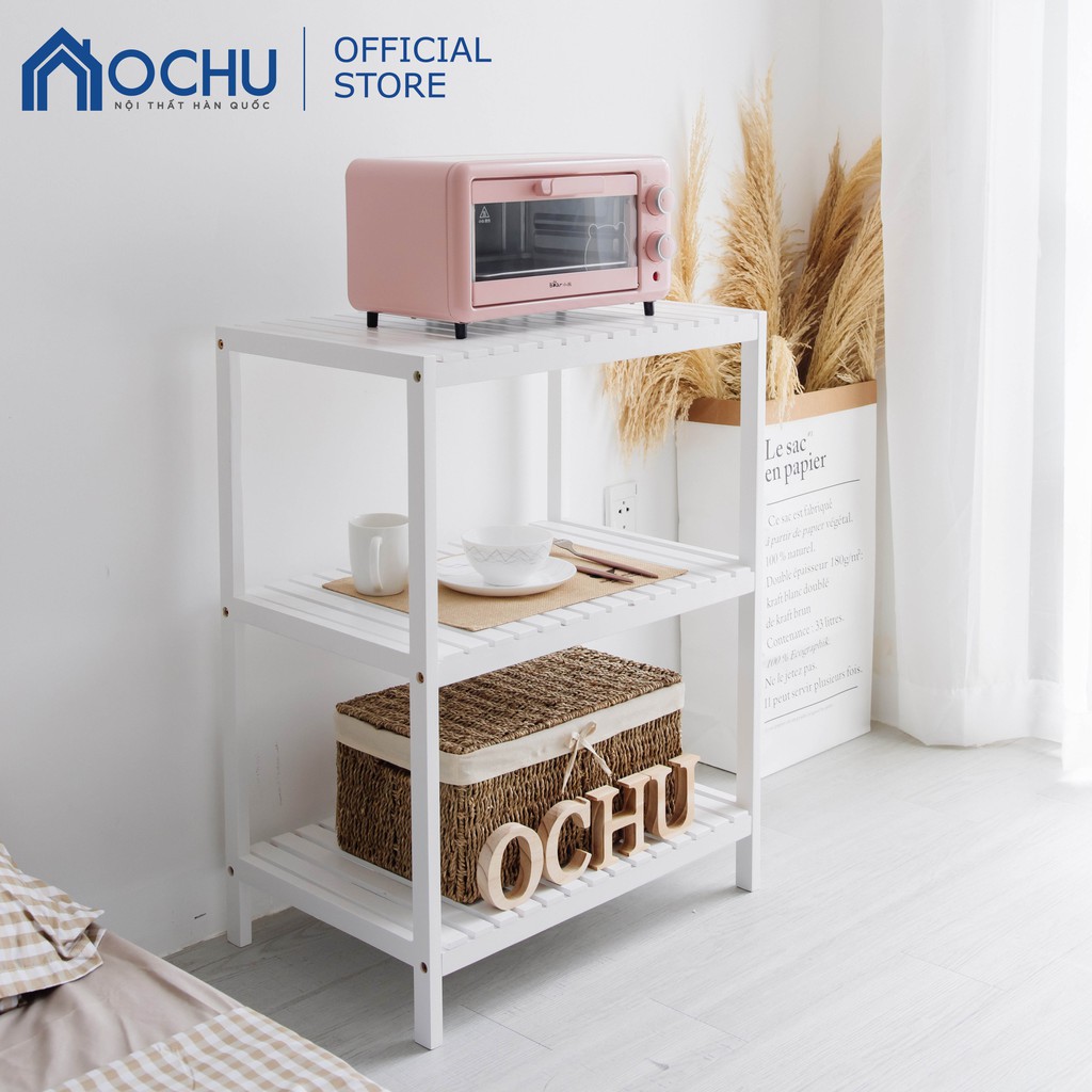 Kệ Lò Vi Sóng Khung Gỗ 3 Tầng OCHU - Oven Shelf 3F - White