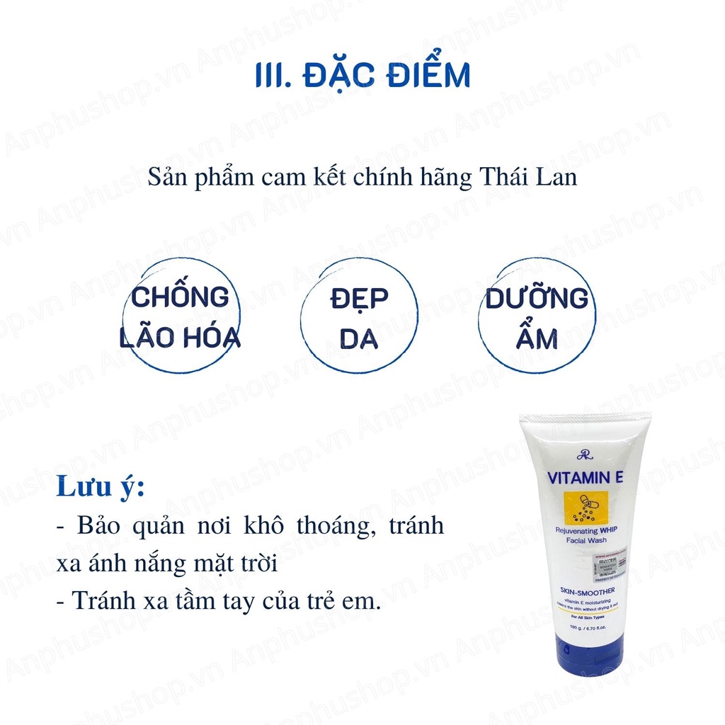 Sữa Rửa Mặt Vitamin E Aron Thái Lan 190g ( Hàng chính hãng)
