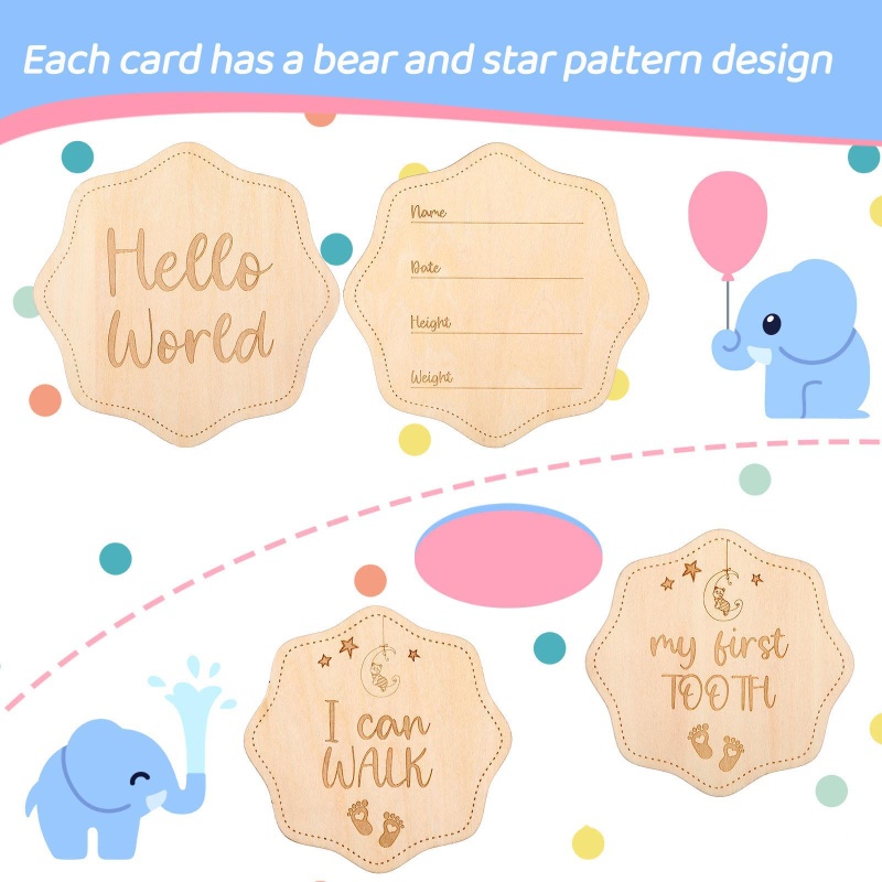 Bộ 13 Thẻ Đánh Dấu Cột Mọc Răng Hai Mặt In Họa Tiết Xinh Xắn Cho Bé