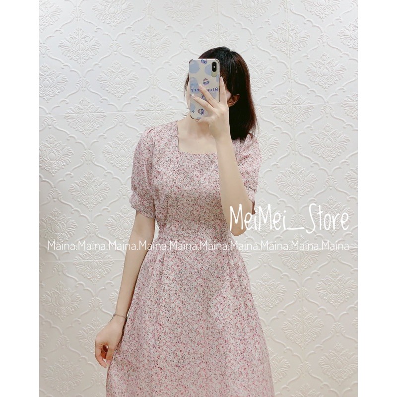 Váy hoa nhí cổ vuông cộc tay K.e.r [Ảnh thật/sẵn] | BigBuy360 - bigbuy360.vn