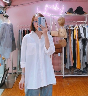 Áo sơ mi trắng tay dài basic dễ phối đồ