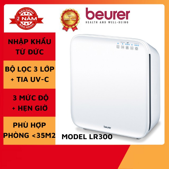 Máy lọc không khí diệt khuẩn bằng tia cực tím - Beurer LR300 - hiệu suất lọc lên đến 99.5%