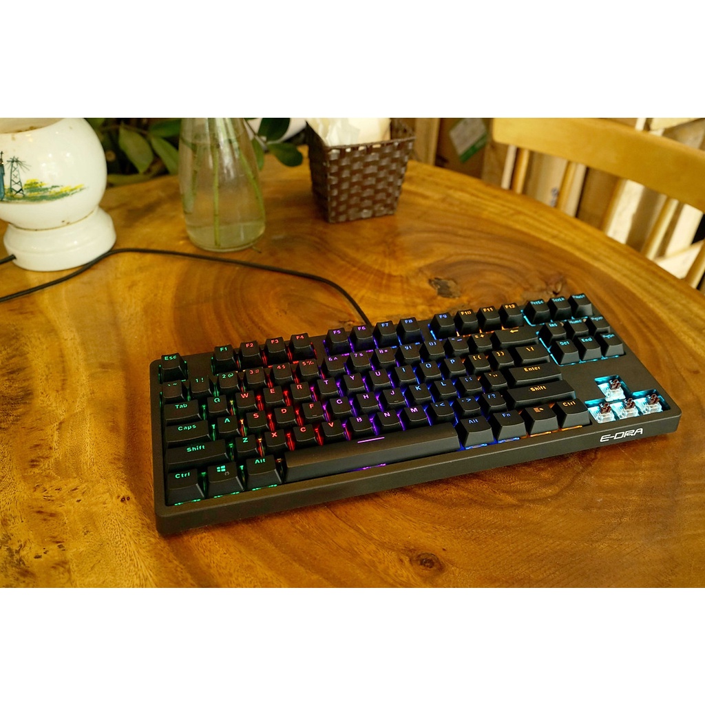 Bàn Phím Cơ E-DRA EK387 V2 - Bản 2022 - Led Rainbow - EDRA Switch - Cáp TypeC - BH 24 tháng