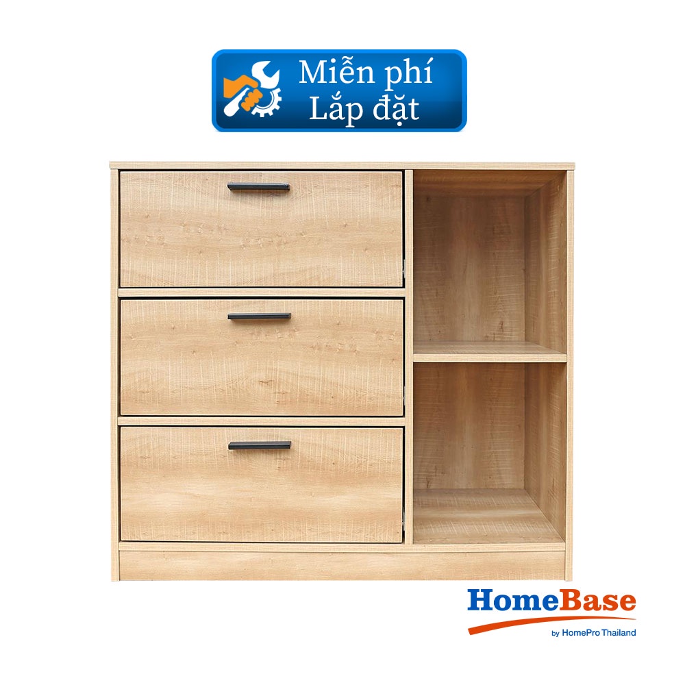 HomeBase FURDINI Kệ tủ gỗ 3 ngăn LOFT style Thái Lan W90xD40xH80cm màu gỗ tếch