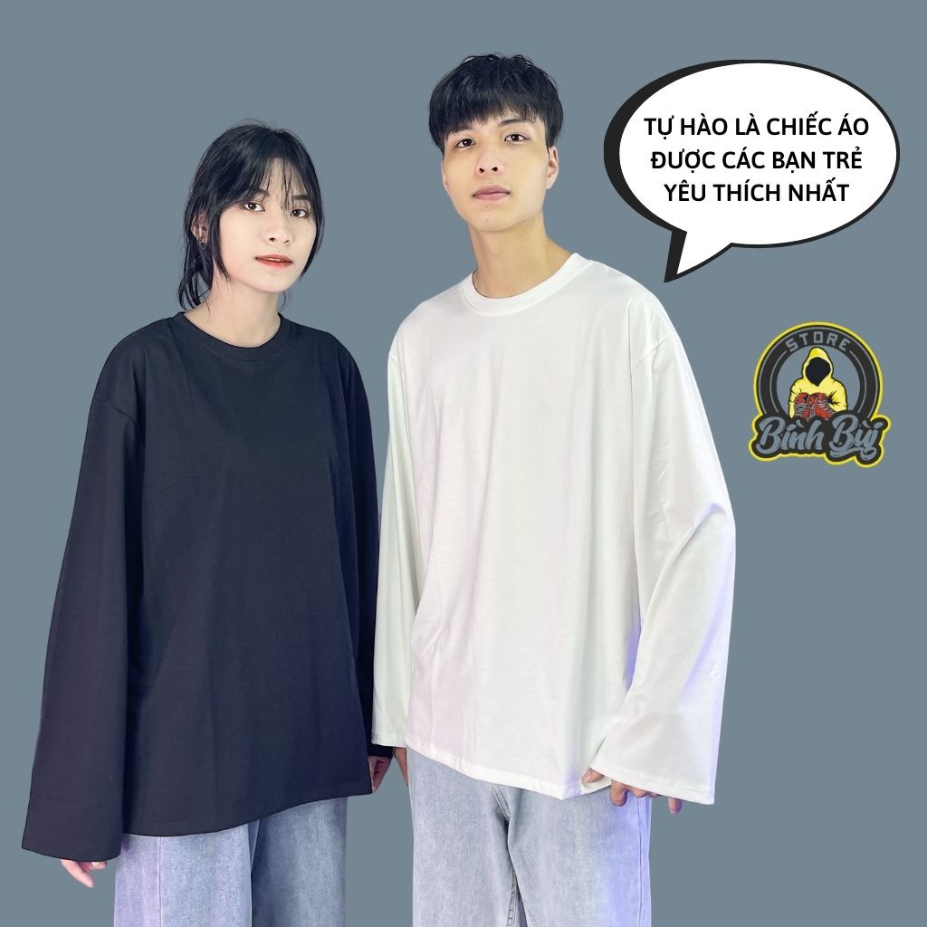 Áo Thun Dài Tay Basic Unisex BINHBUISTORE Form Rộng Nam Nữ Phong Cách Ulzzang Hàn Quốc
