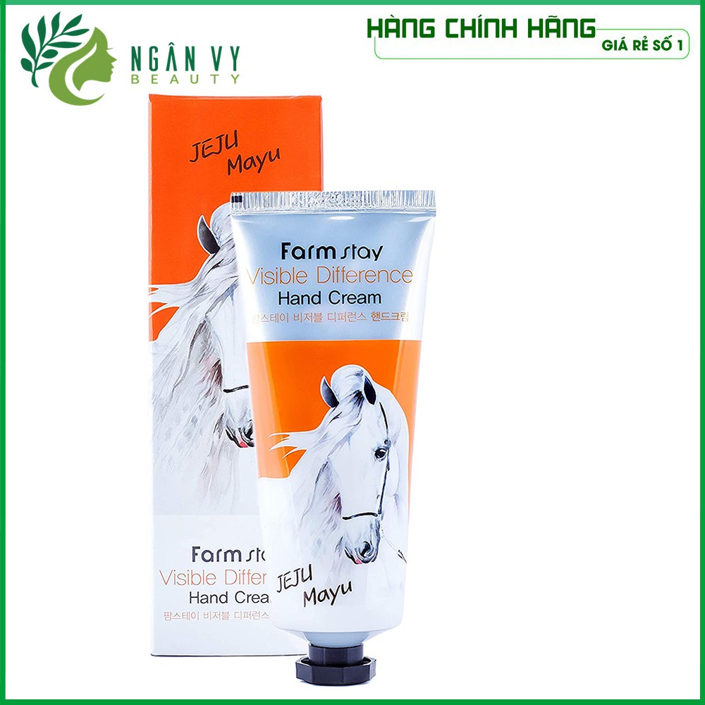 [Đủ Bill]Kem dưỡng ẩm và làm mềm da tay chiết xuất mỡ ngựa Farmstay Visible Difference Hand Cream Jeju Maya 100g