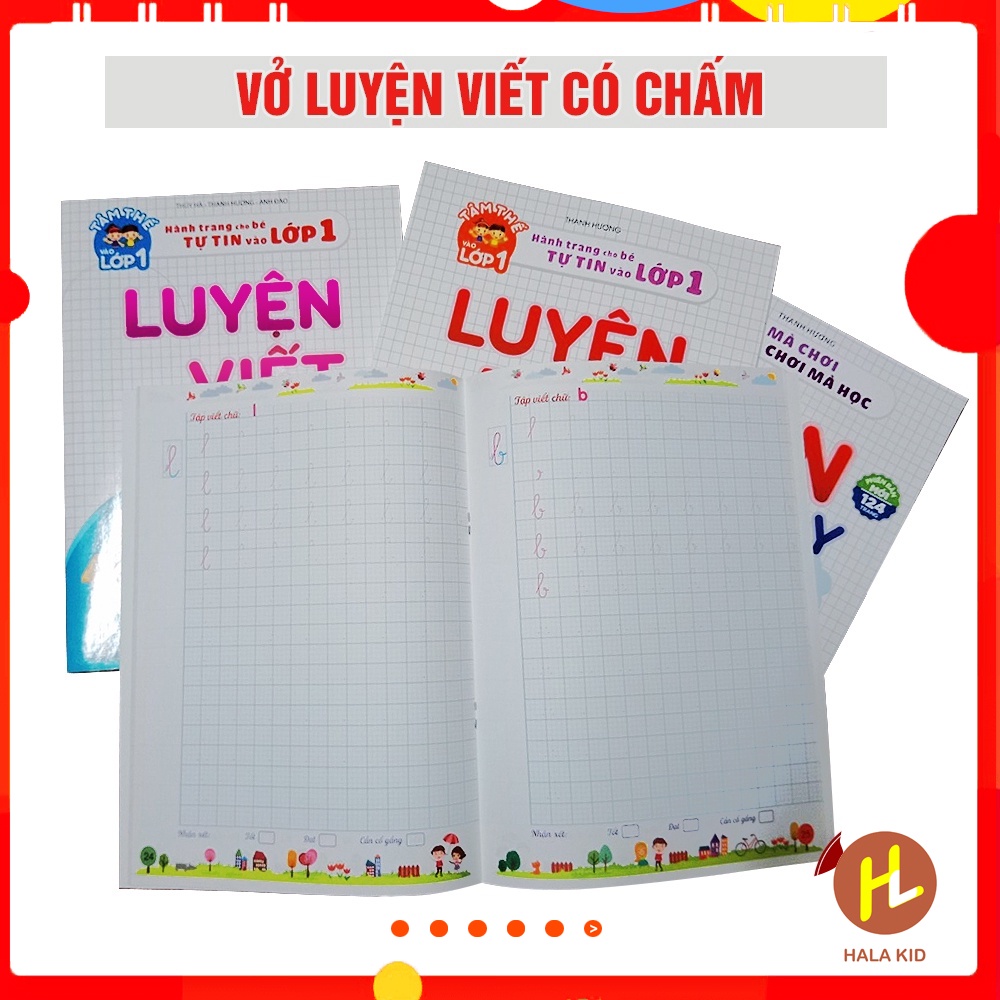 Vở LUYỆN VIẾT ô ly có chấm cho bé tập viết vào lớp 1