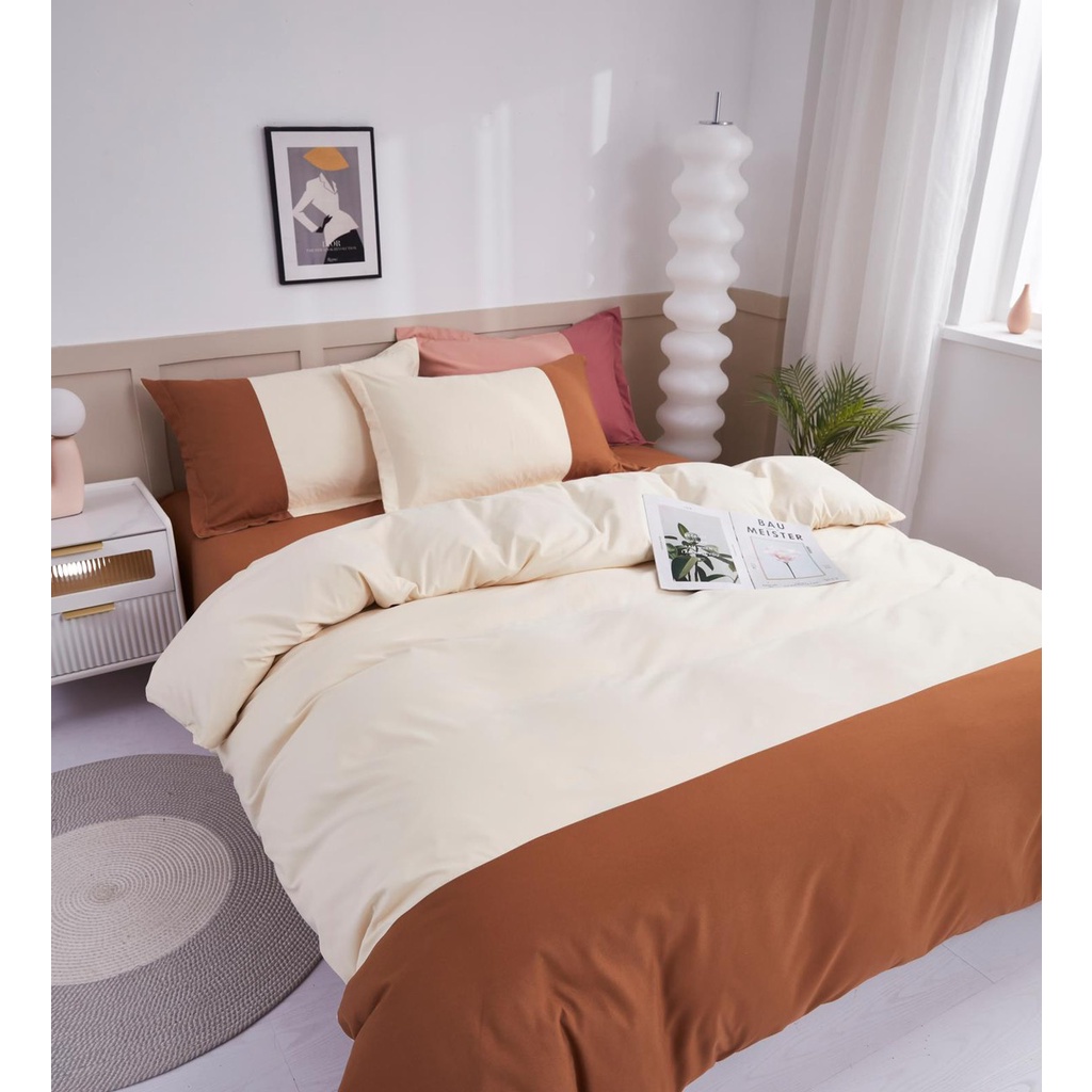 Bộ Chăn Ga Gối 4 Món Cotton Mix Nhập khẩu Cao Cấp Chất Cotton Mền Mịn Dày Dặn Mầu Sắc Trang Nhã Miễn Phí Bo Chun Giường