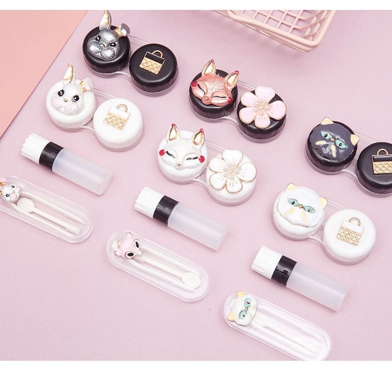 Hộp đựng kính áp tròng thiết kế họa tiết hoạt hình đáng yêu cho nữ