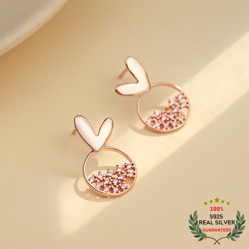 Bông Tai Bạc S925 Trái Tim & Bọt Biển Ngọt Ngào | Khuyên Tai Nữ Trang Sức Bạc Thời Trang
