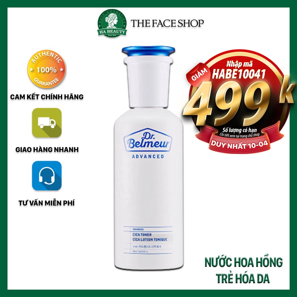 Nước hoa hồng dưỡng ẩm cân bằng trẻ hóa da kể cả da nhạy cảm The Face Shop Dr Belmeur Advanced Cica Toner 150ml