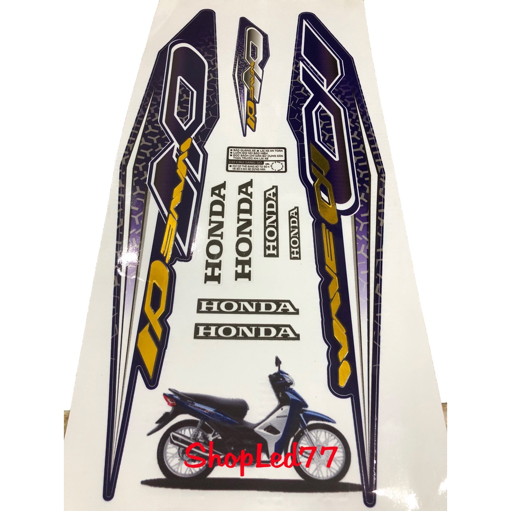 Tem Zin Wave 50cc-100cc-110cc GHÉP CROM  Màu Xanh Tím, 3 Lớp Siêu Đẹp