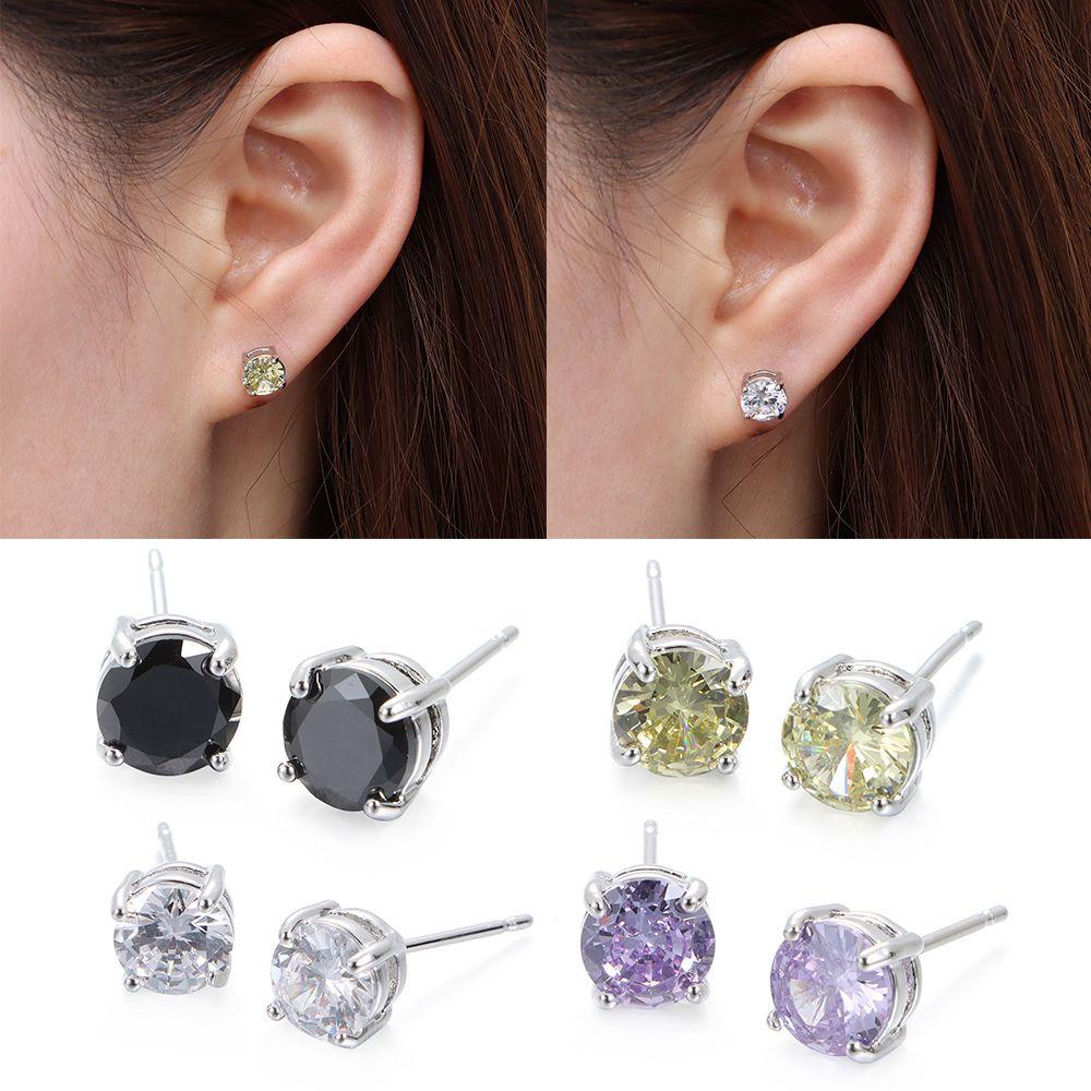 PATH Fashion White Diamond Stud Women Men Shiny Zircon Earrings Wedding|New Jewelry Gifts Piercing Square/Multicolor