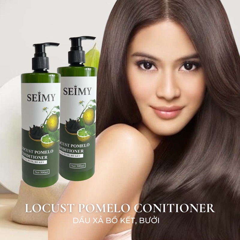 Combo bộ dầu gội xả bồ kết, bưởi hữu cơ SEIMY - Locust Pomelo Shampoo giúp mái tóc mềm mượt, giúp mọc tóc nhanh