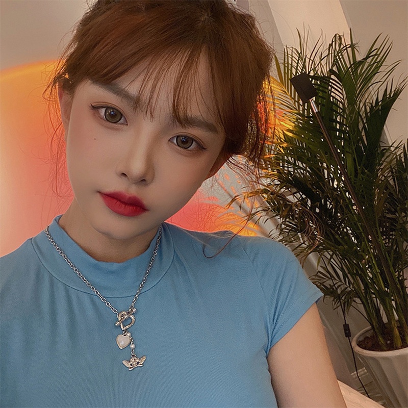 Vòng cổ Mặt Hình Trái Tim Phối Cánh Thiên Thần Thời Trang Hàn Quốc Cho Nữ