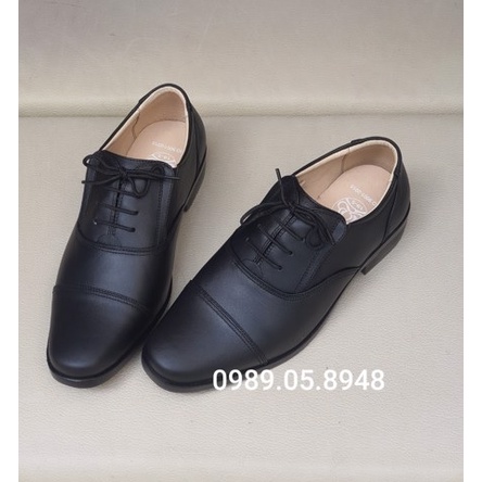 Giày da nam công sở, giày tây da bò thật lịch lãm màu đen Mã PN08