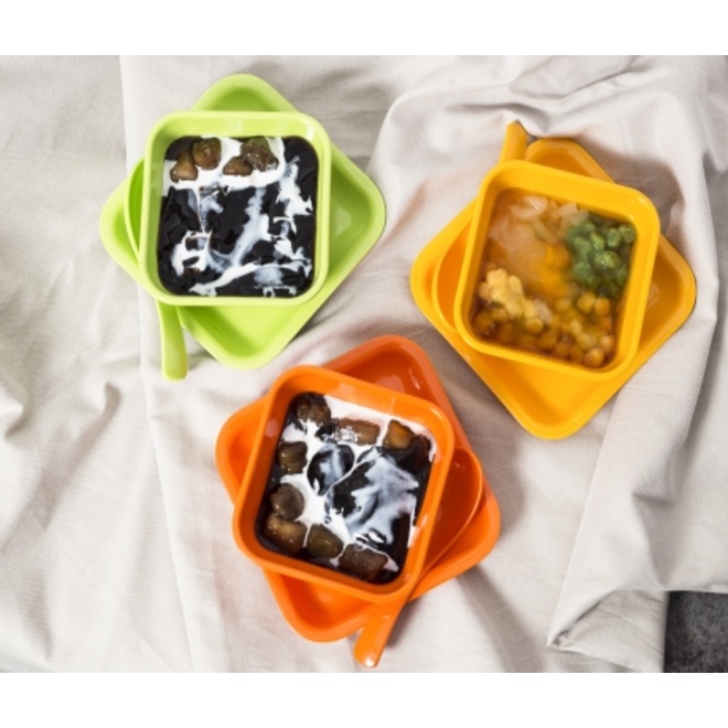 Tô, dĩa, muỗng đựng chè,sữa chua,trái cây,bánh Plan nhựa Melamine nhiều màu