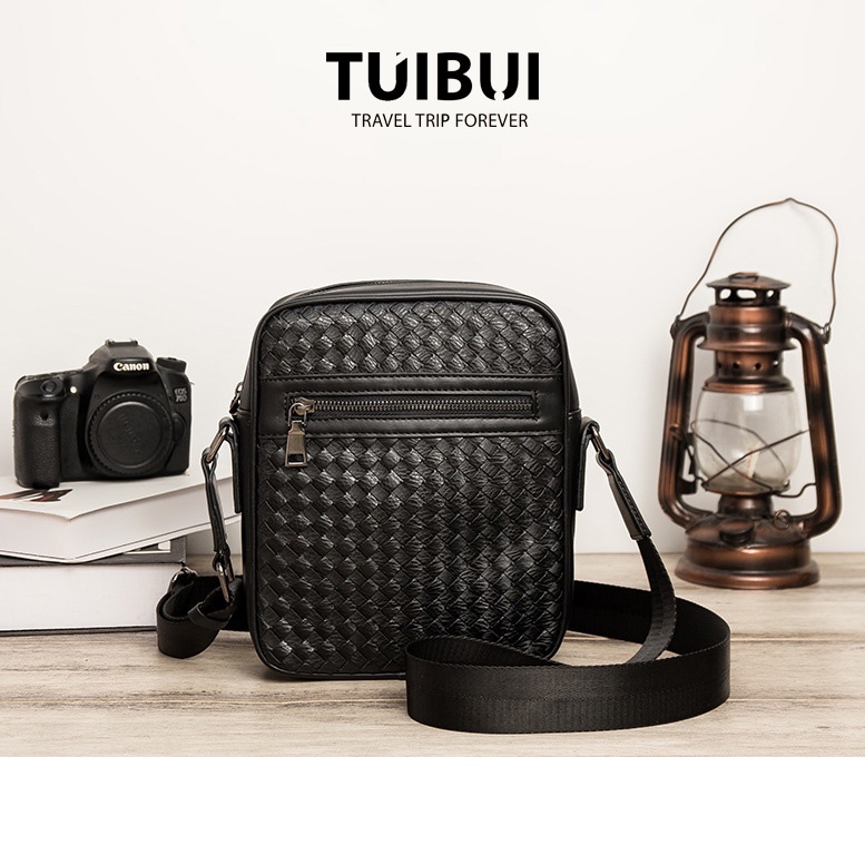 Túi đeo chéo nam da đan cao cấp đi chơi phong cách Hàn Quốc -TB08