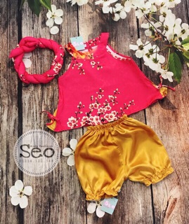 Sét bộ gấm bé áo váy mấn