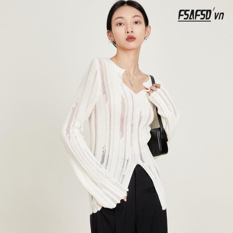 ♛Áo Sweater Dệt Kim Tay Dài Cổ Chữ v Thời Trang 2022 Cho Nữ