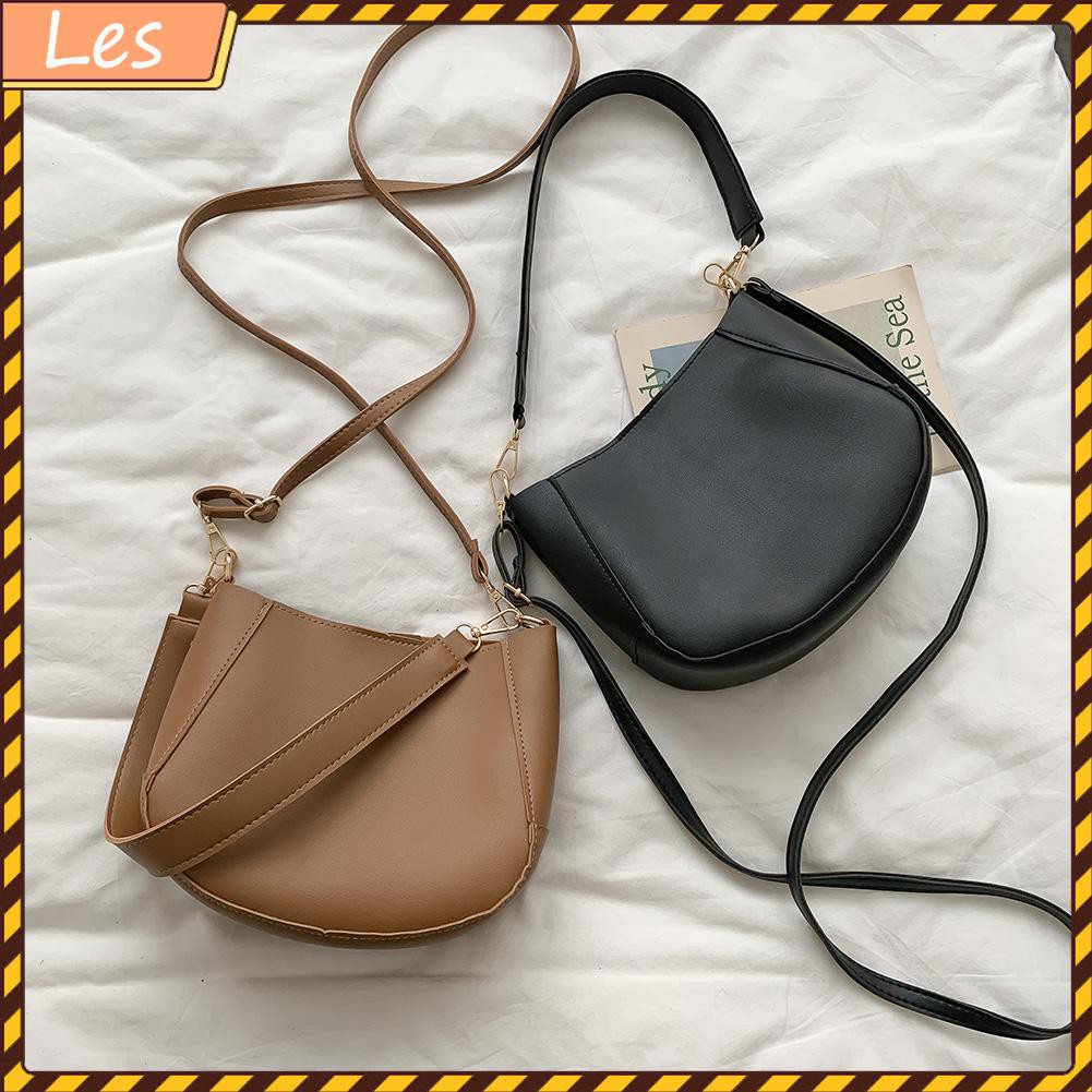 Túi Da Đeo Chéo Màu Trơn Thời Trang Cho Nữ