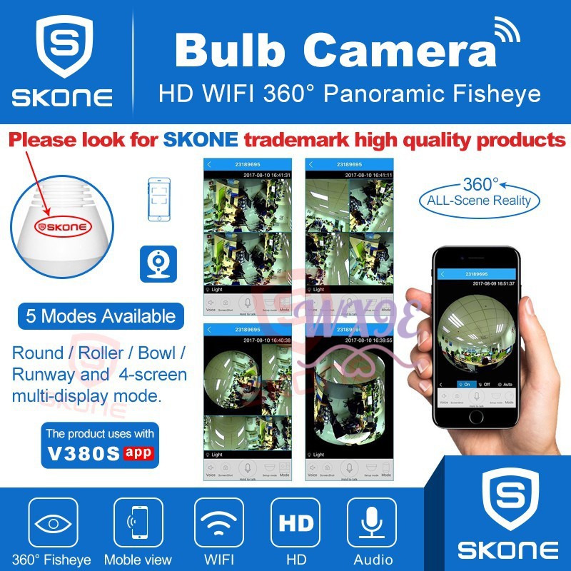 Camera An Ninh Không Dây Wx9E V380 Ip 360 Độ + Bộ Phụ Kiện Đi Kèm