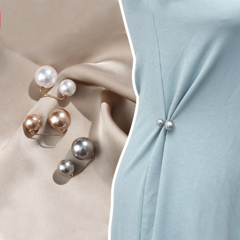 3Pcs/set Fashion Double Pearl Pins/INS Artificial Pearl Cardigan Brooch / Ladies Vintage Suit Corsage Fixed Cardigan Jewelry Accessories