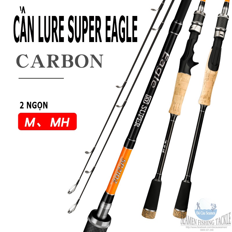 Cần câu lure 2 ngọn Eagle Super chất liệu carbon chất lượng cao