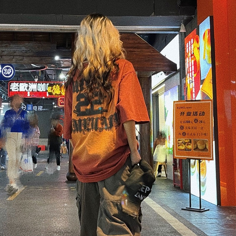 Áo Thun 100% Cotton Nguyên Chất Dáng Rộng Ngắn Tay Màu Gradient Phong Cách Hip Hop Retro Mùa Hè Cho Học Sinh