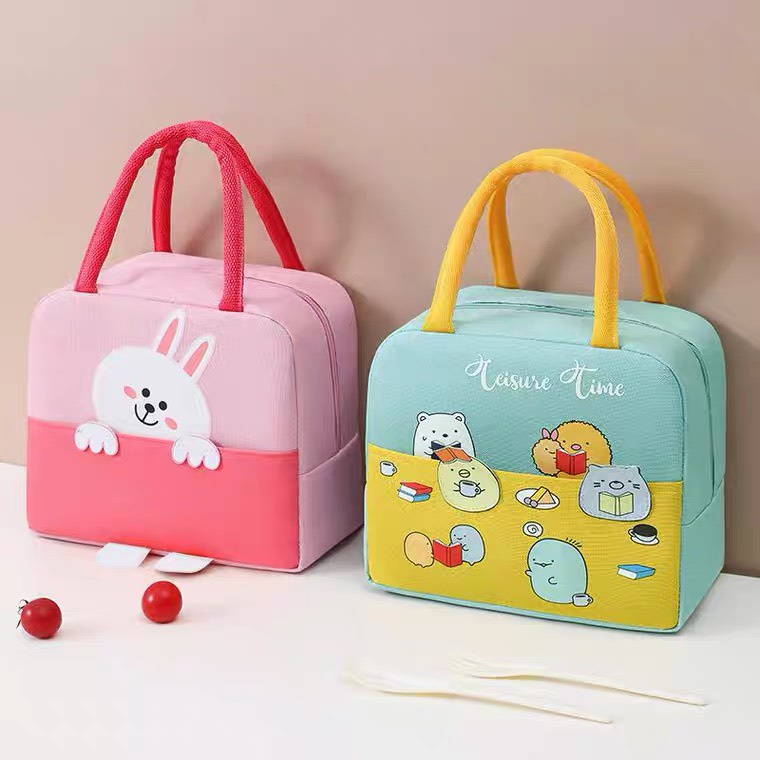 Túi Giữ Nhiệt Hoạt Hình 3D Dễ Thương, Túi Đựng Đồ Ăn Trưa Chống Nước Có Khóa Kéo