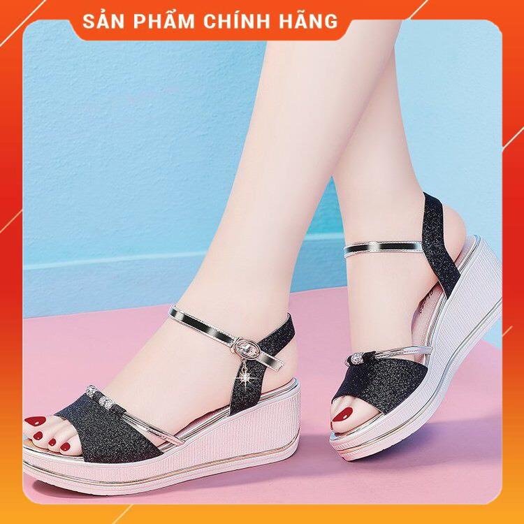 Dép cao gót nữ đế xuồng ⚡️ FREESHIP ⚡️ dép nữ thời trang,đế cao 5p,đính nhũ sang trọng