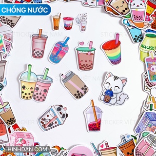 [Trà Sữa Cute Stickers] Hình Dán Chống Nước Chất Liệu PVC Chất Lượng Cao Trang Trí Nón Bảo Hiểm | Sticker Việt Nam