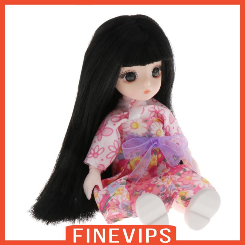 Bộ Búp Bê Bjd 13 16cm + Búp Bê Mắt Trang Điểm Làm Quà Tặng Sinh Nhật Cho Bé Gái