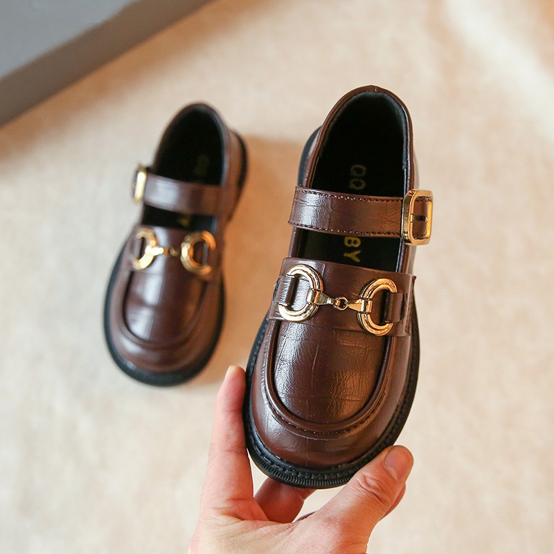 Giày Da Mềm Màu Trơn Thời Trang Vintage Cho Bé Gái Từ 2-16 Tuổi