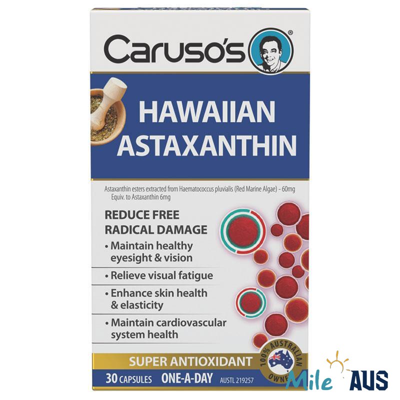 Vua của các hoạt chất chống Oxi hóa Astaxanthin Carusos Natural Health Hawaiian 30 viên