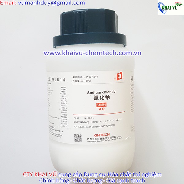 Sodium chloride NaCl tinh khiết thí nghiệm CAS 7647-14-5 lọ 500g natri clorua