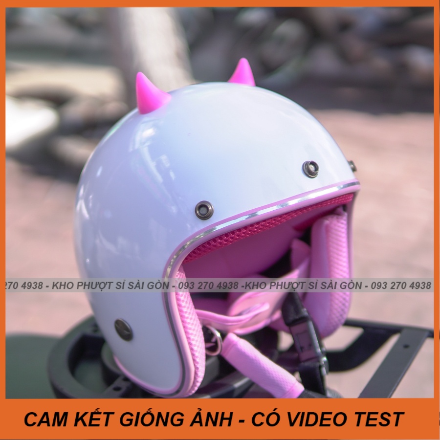Phụ kiện độc đáo gắn mũ bảo hiểm 3/4 sừng nhựa Mini nhiều màu - Sừng nhọn gắn nón 3/4 cute