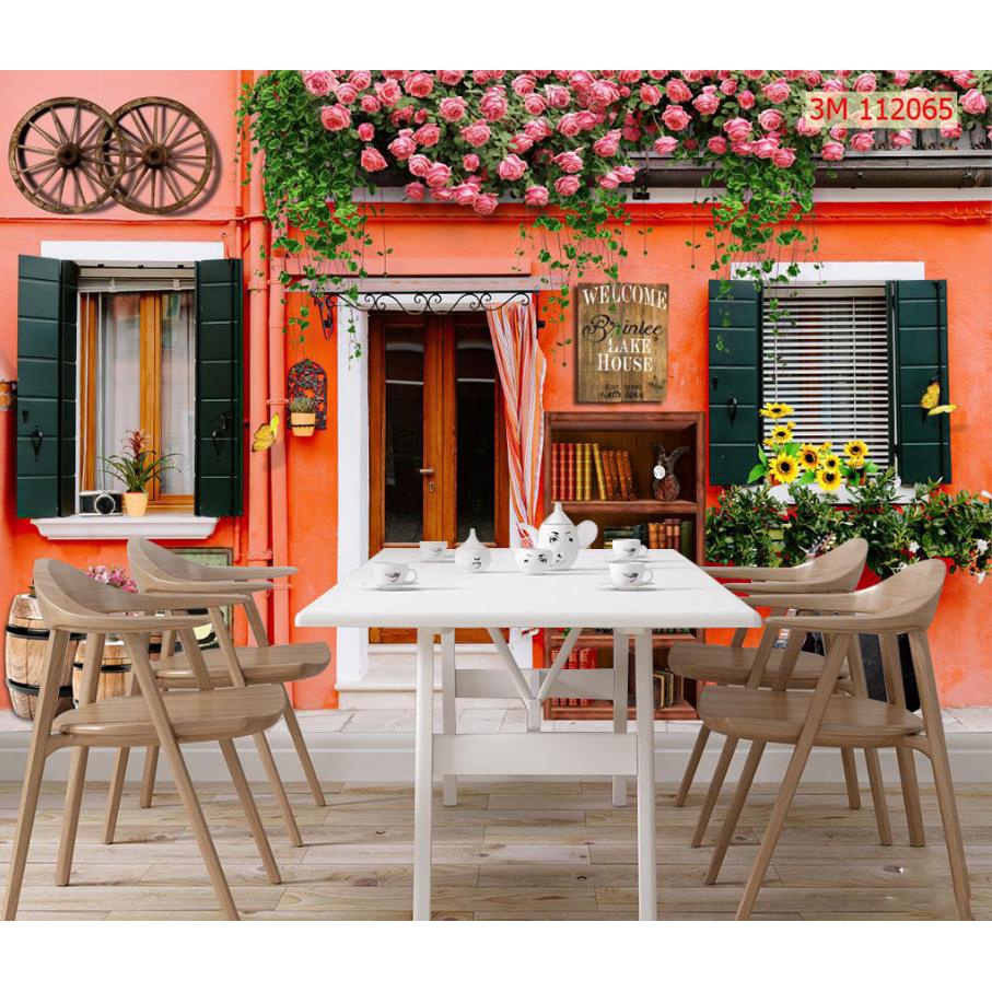 Tranh dán tường 3D trang trí quán cafe trà sữa trà chanh chất liệu decal pp keo sẵn giá rẻ đẹp 004