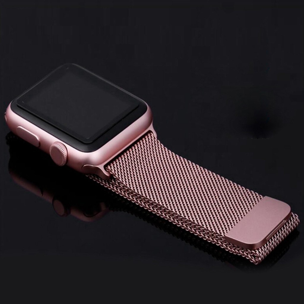 HOT 2021 Dây đeo thay thế dành cho đồng hồ Apple Watch lưới thép không gỉ Mloop KHÓA hút nam châm chắc chắn